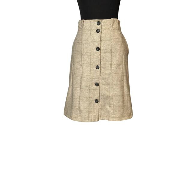 Zara Beige brown Wool Plaid Button Down Skirt size Large - Picture 11 of 16